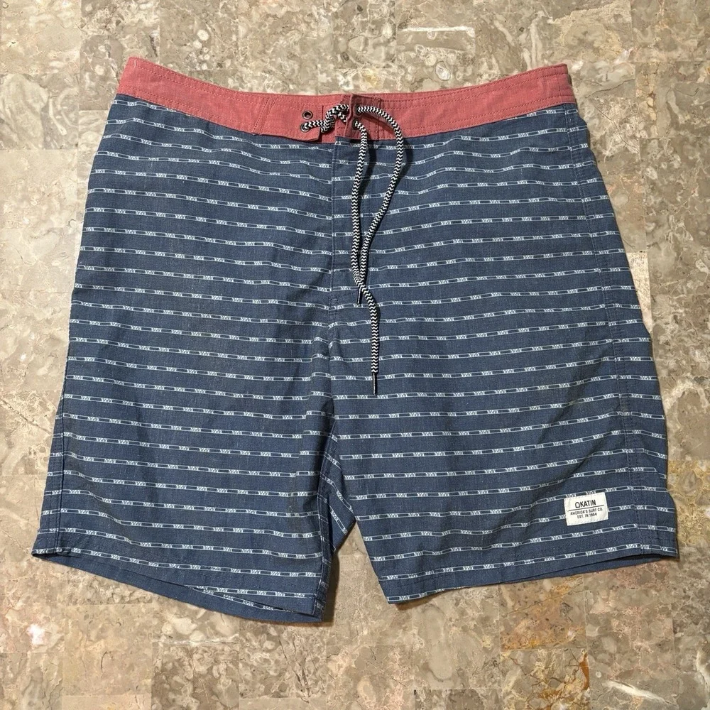 Katin Board Shorts Mens 32 Blue Snap Drawstring Beach Surf 8